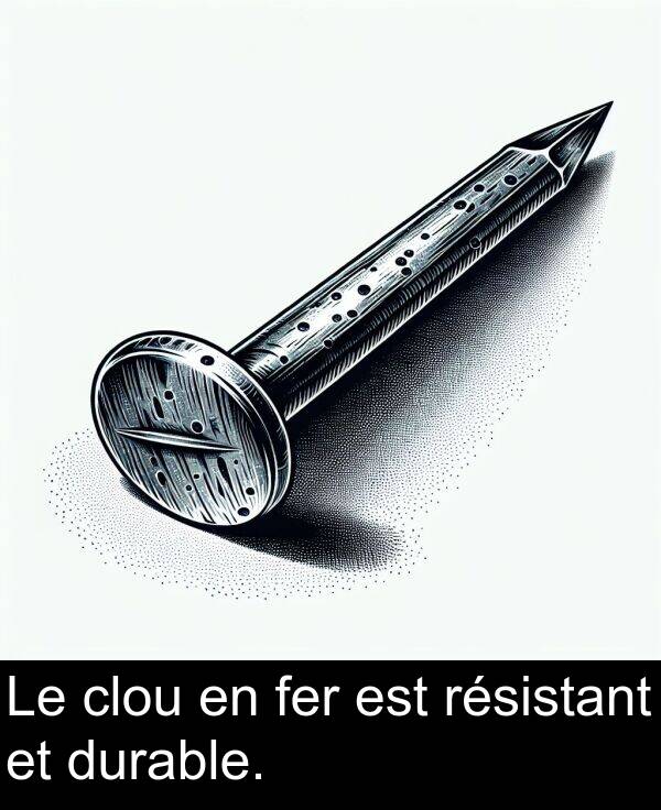 clou: Le clou en fer est résistant et durable.