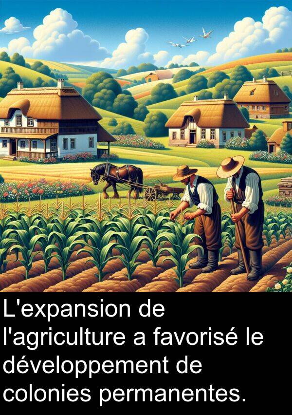 colonies: L'expansion de l'agriculture a favorisé le développement de colonies permanentes.