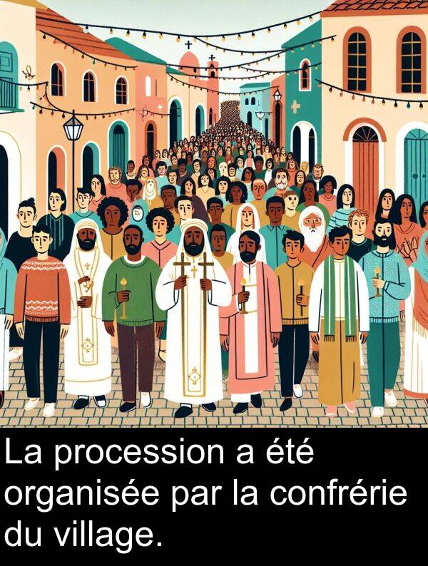 village: La procession a été organisée par la confrérie du village.