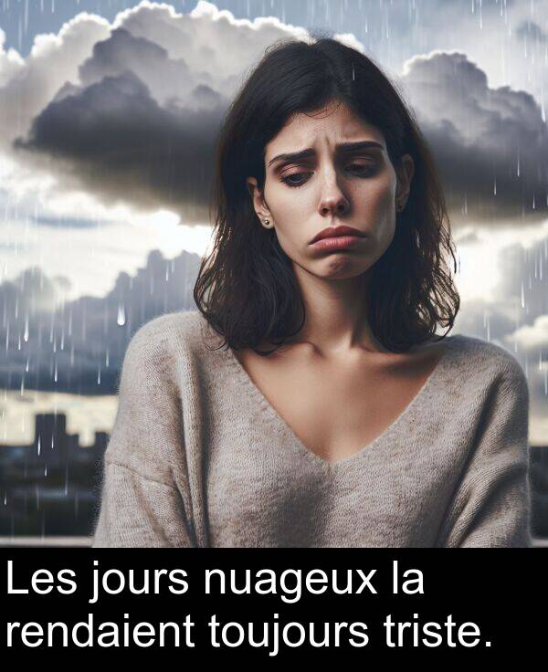 jours: Les jours nuageux la rendaient toujours triste.