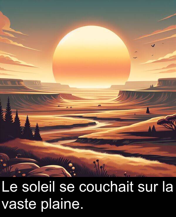 sur: Le soleil se couchait sur la vaste plaine.