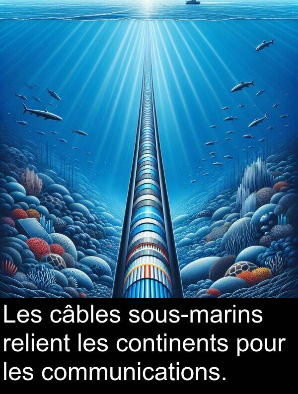 câbles: Les câbles sous-marins relient les continents pour les communications.
