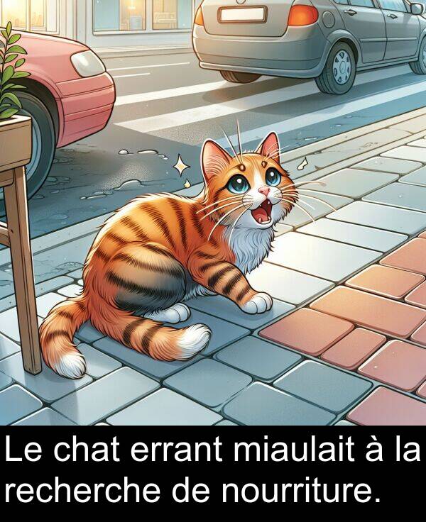 miaulait: Le chat errant miaulait à la recherche de nourriture.