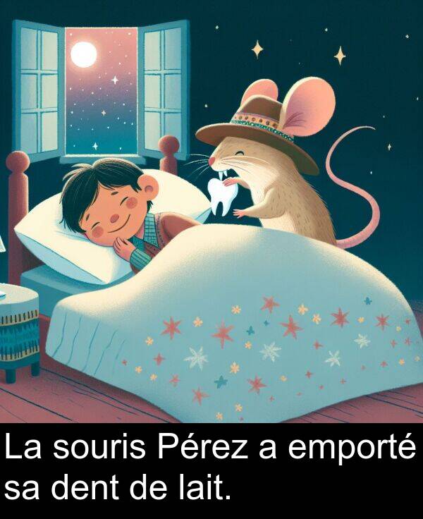 lait: La souris Pérez a emporté sa dent de lait.