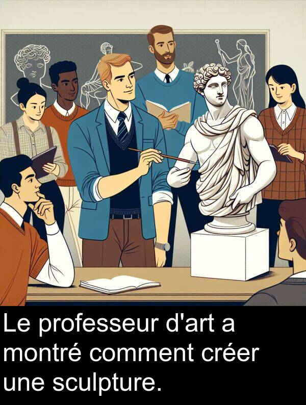 créer: Le professeur d'art a montré comment créer une sculpture.