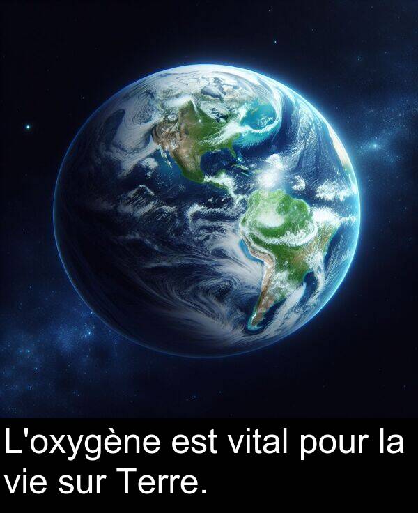 sur: L'oxygène est vital pour la vie sur Terre.