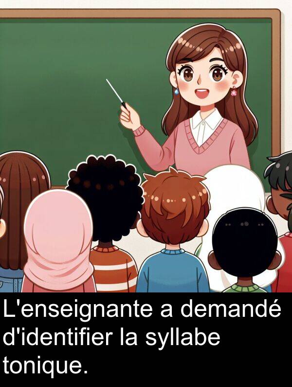 syllabe: L'enseignante a demandé d'identifier la syllabe tonique.