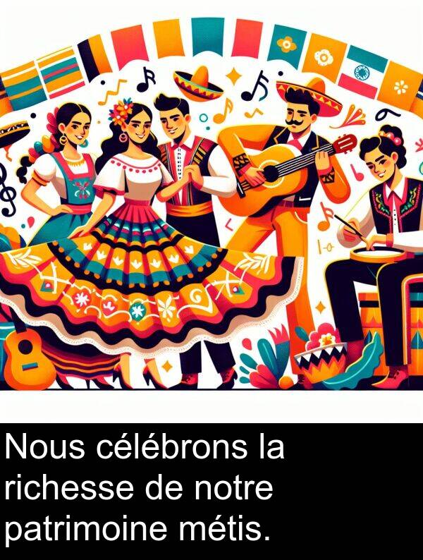 célébrons: Nous célébrons la richesse de notre patrimoine métis.