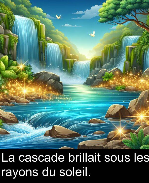 les: La cascade brillait sous les rayons du soleil.