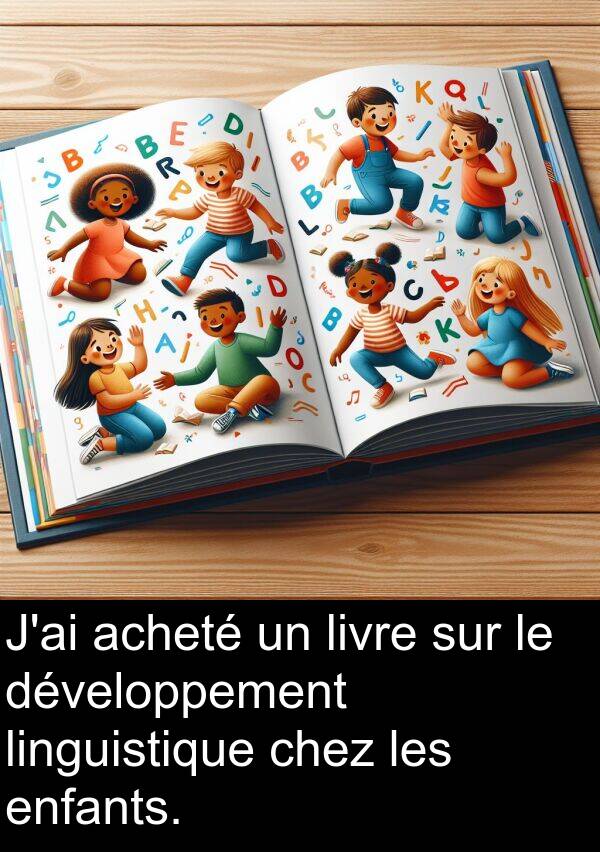linguistique: J'ai acheté un livre sur le développement linguistique chez les enfants.