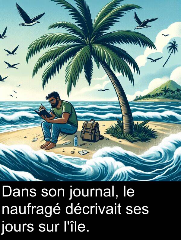 jours: Dans son journal, le naufragé décrivait ses jours sur l'île.