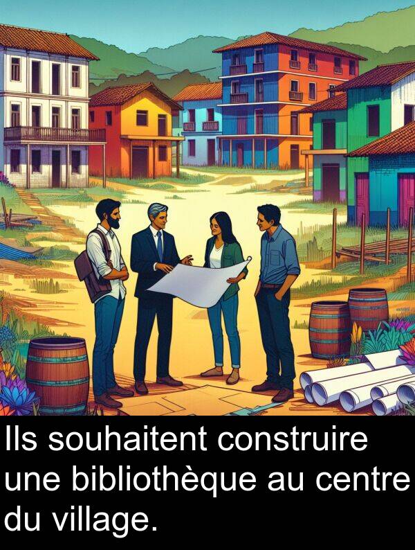 bibliothèque: Ils souhaitent construire une bibliothèque au centre du village.