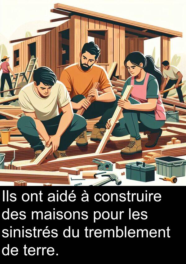 sinistrés: Ils ont aidé à construire des maisons pour les sinistrés du tremblement de terre.