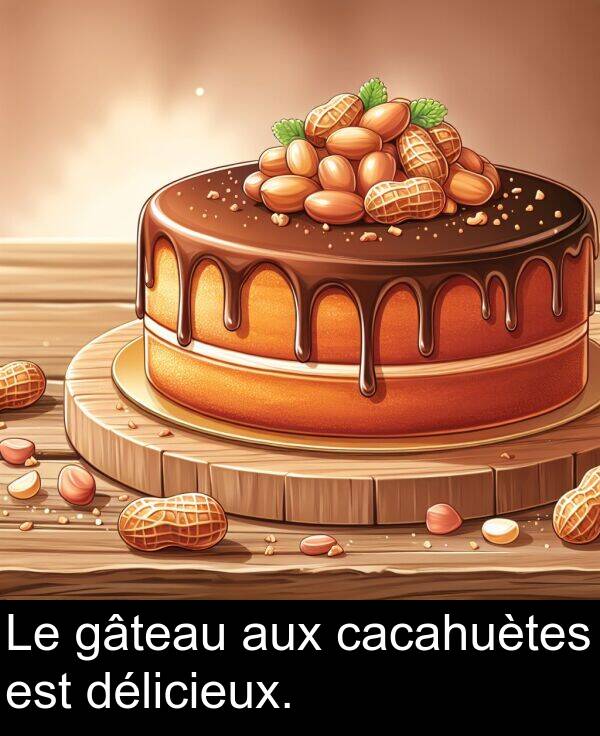 gâteau: Le gâteau aux cacahuètes est délicieux.