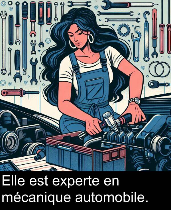 mécanique: Elle est experte en mécanique automobile.