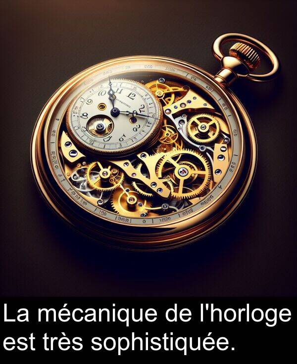 mécanique: La mécanique de l'horloge est très sophistiquée.