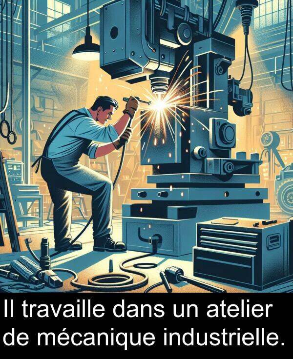 mécanique: Il travaille dans un atelier de mécanique industrielle.