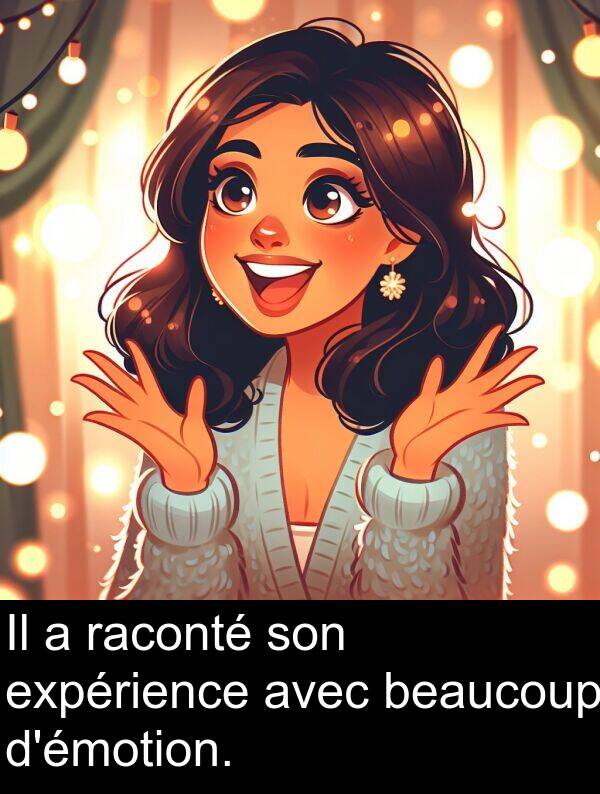raconté: Il a raconté son expérience avec beaucoup d'émotion.