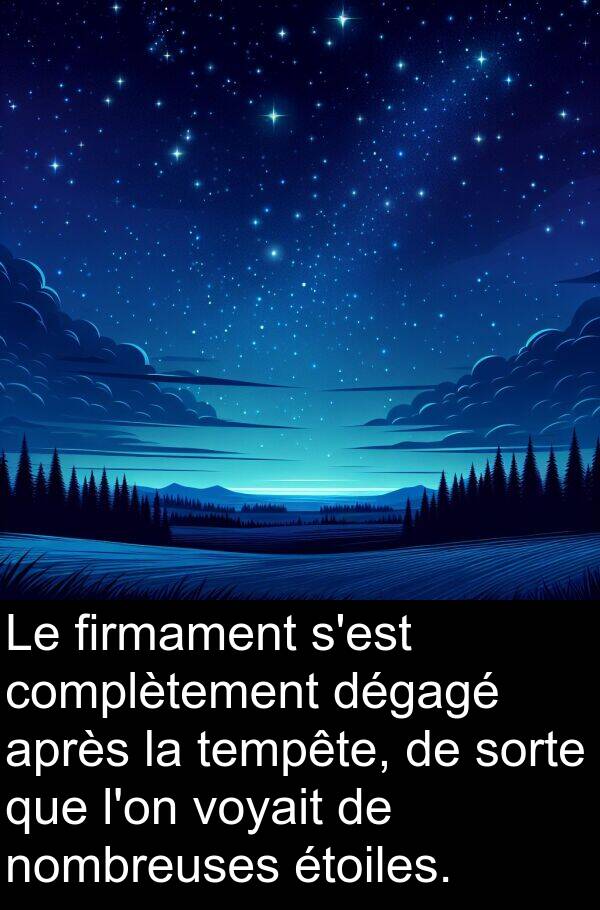 sorte: Le firmament s'est complètement dégagé après la tempête, de sorte que l'on voyait de nombreuses étoiles.