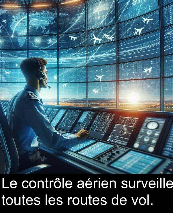 aérien: Le contrôle aérien surveille toutes les routes de vol.