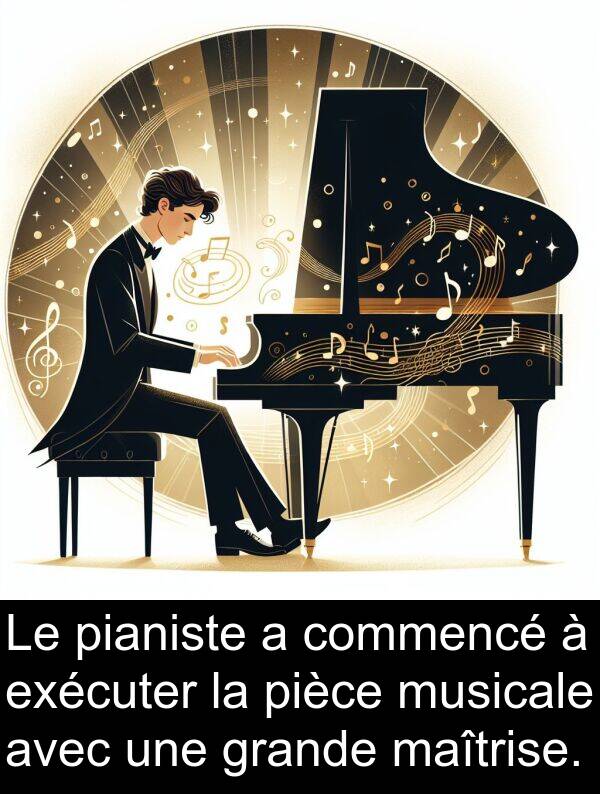 maîtrise: Le pianiste a commencé à exécuter la pièce musicale avec une grande maîtrise.