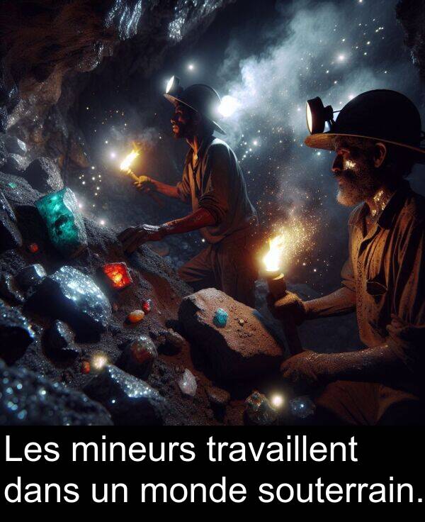 souterrain: Les mineurs travaillent dans un monde souterrain.