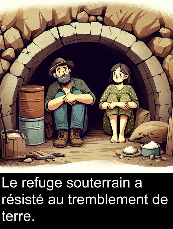 souterrain: Le refuge souterrain a résisté au tremblement de terre.