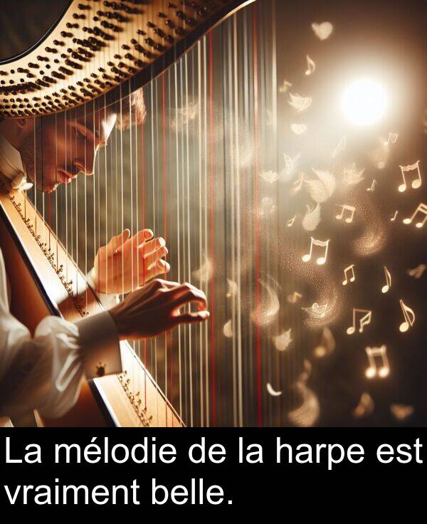belle: La mélodie de la harpe est vraiment belle.