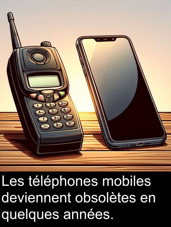 obsolètes: Les téléphones mobiles deviennent obsolètes en quelques années.