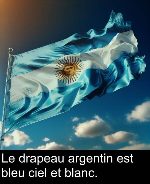 blanc: Le drapeau argentin est bleu ciel et blanc.