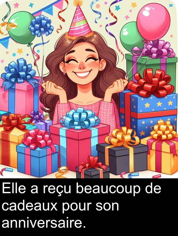 beaucoup: Elle a reçu beaucoup de cadeaux pour son anniversaire.