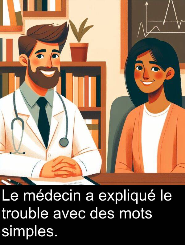 expliqué: Le médecin a expliqué le trouble avec des mots simples.