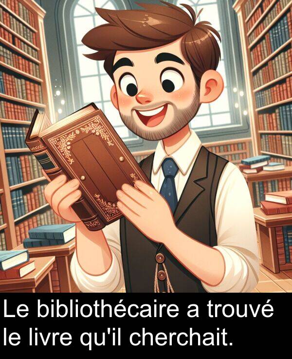 trouvé: Le bibliothécaire a trouvé le livre qu'il cherchait.