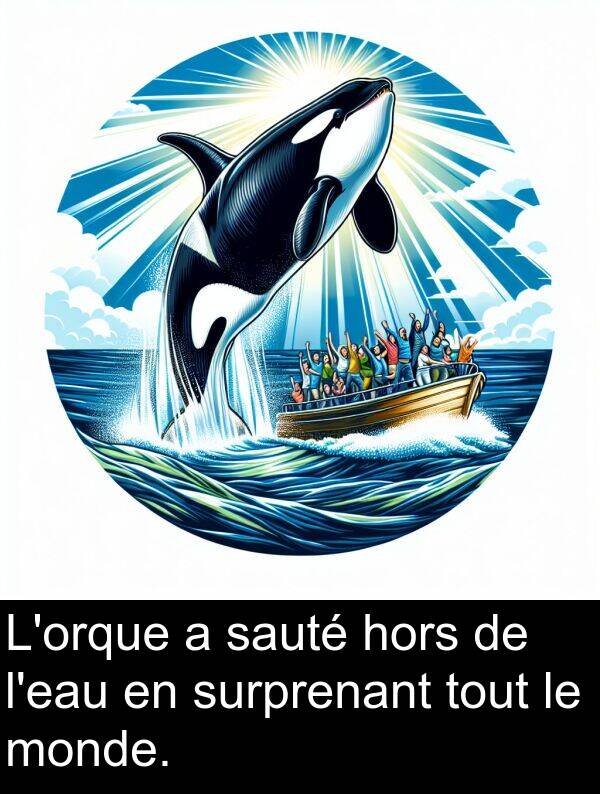sauté: L'orque a sauté hors de l'eau en surprenant tout le monde.