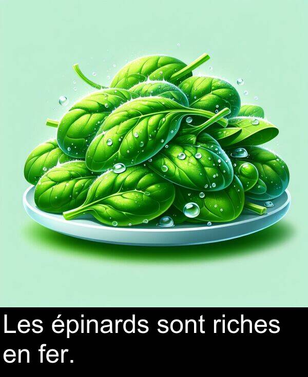 sont: Les épinards sont riches en fer.