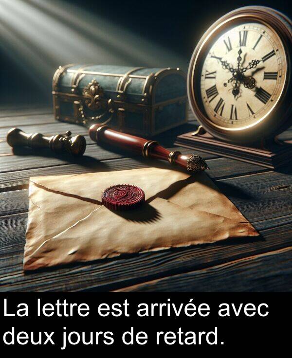 jours: La lettre est arrivée avec deux jours de retard.