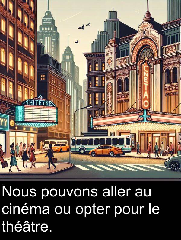 opter: Nous pouvons aller au cinéma ou opter pour le théâtre.
