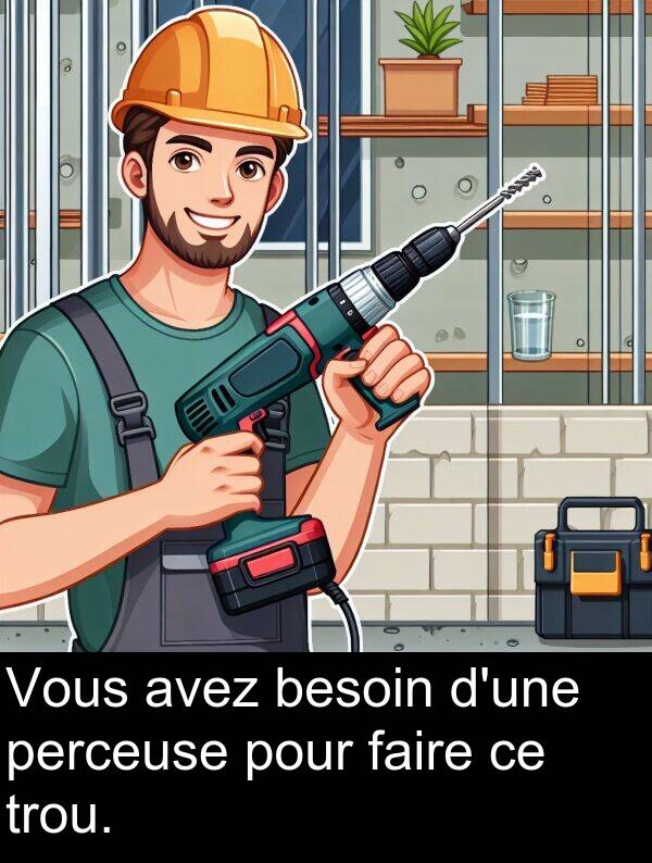 faire: Vous avez besoin d'une perceuse pour faire ce trou.