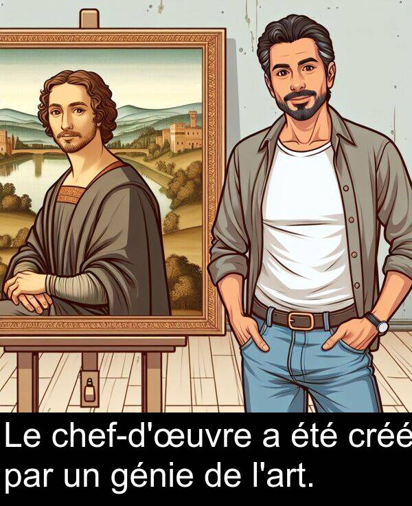 créé: Le chef-d'œuvre a été créé par un génie de l'art.