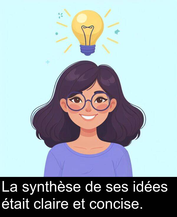 synthèse: La synthèse de ses idées était claire et concise.