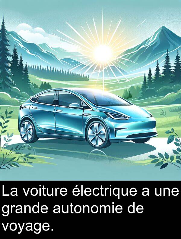 voyage: La voiture électrique a une grande autonomie de voyage.