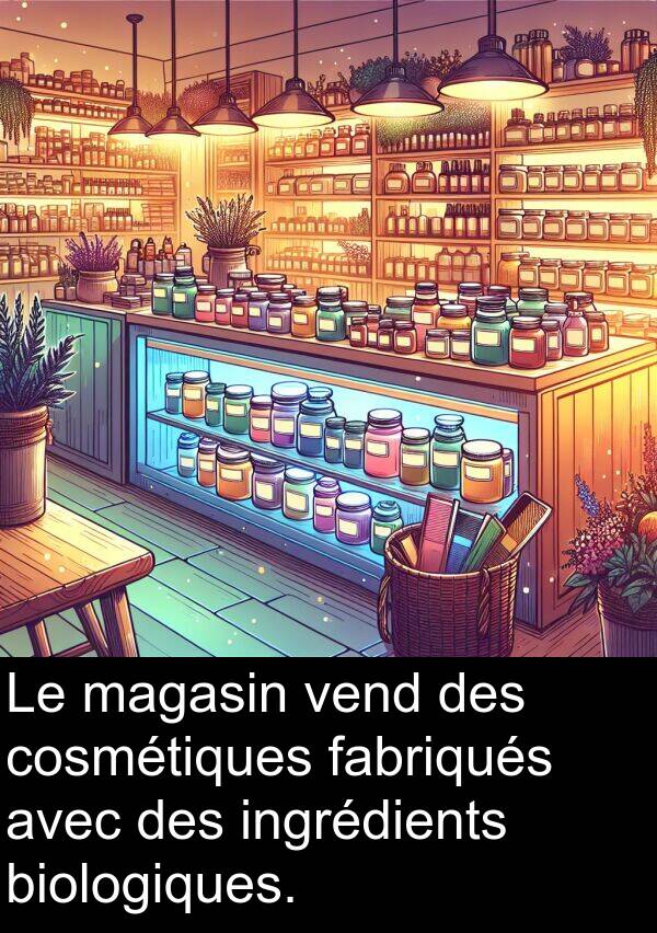 cosmétiques: Le magasin vend des cosmétiques fabriqués avec des ingrédients biologiques.