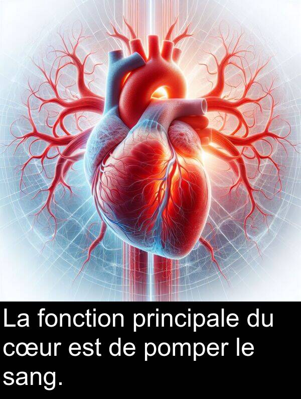fonction: La fonction principale du cœur est de pomper le sang.