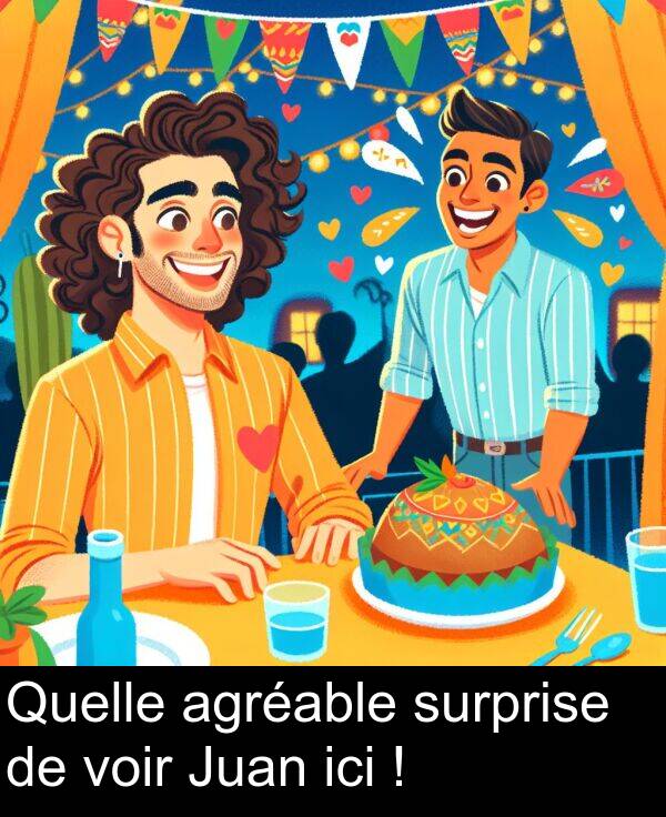 agréable: Quelle agréable surprise de voir Juan ici !