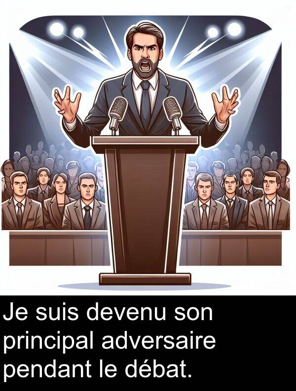 débat: Je suis devenu son principal adversaire pendant le débat.