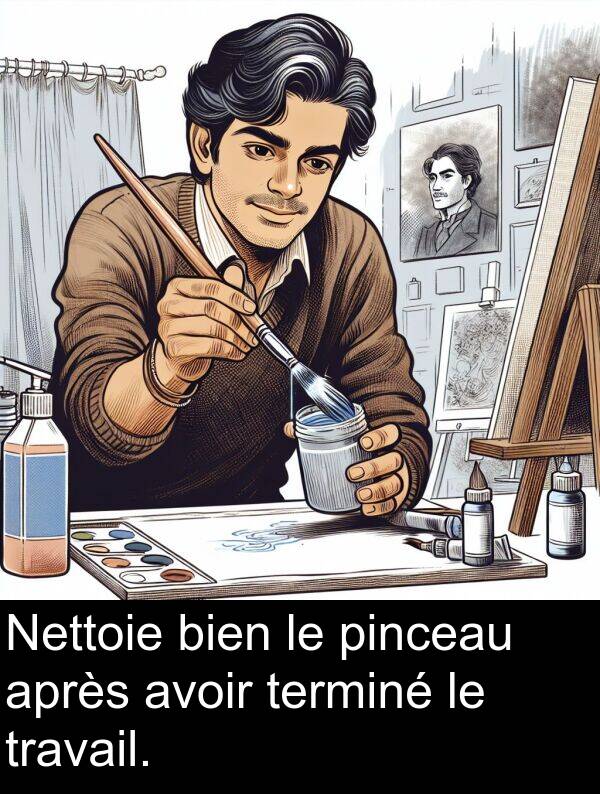 terminé: Nettoie bien le pinceau après avoir terminé le travail.