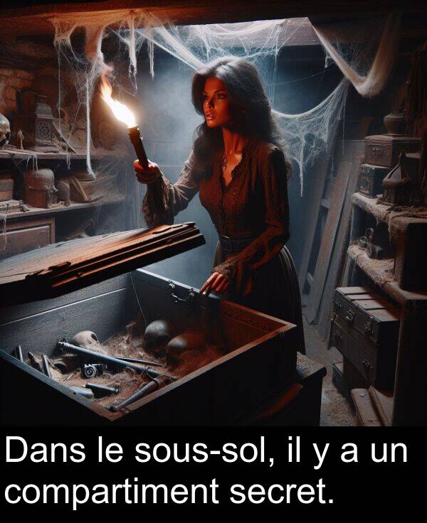 compartiment: Dans le sous-sol, il y a un compartiment secret.