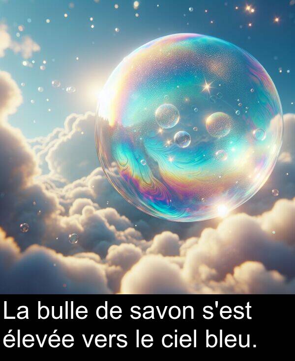 savon: La bulle de savon s'est élevée vers le ciel bleu.