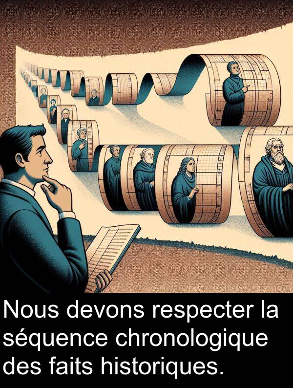 séquence: Nous devons respecter la séquence chronologique des faits historiques.