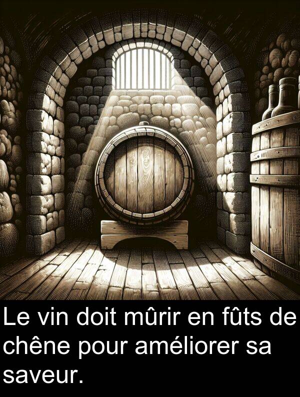 saveur: Le vin doit mûrir en fûts de chêne pour améliorer sa saveur.
